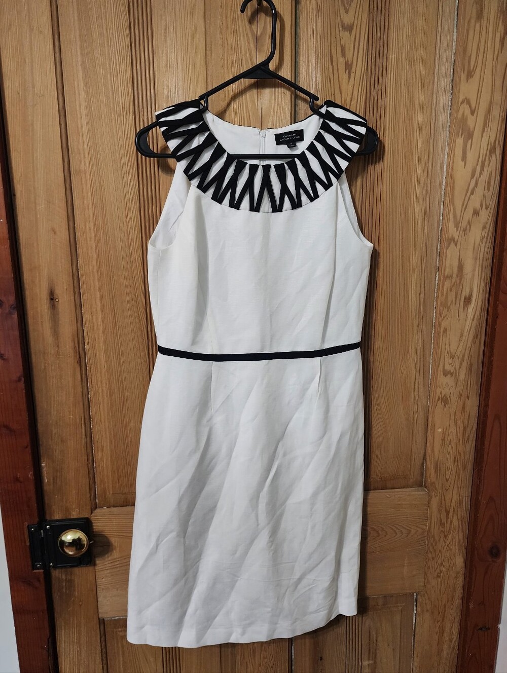 Tahari Ivory & Black Linen Dress, Size 8